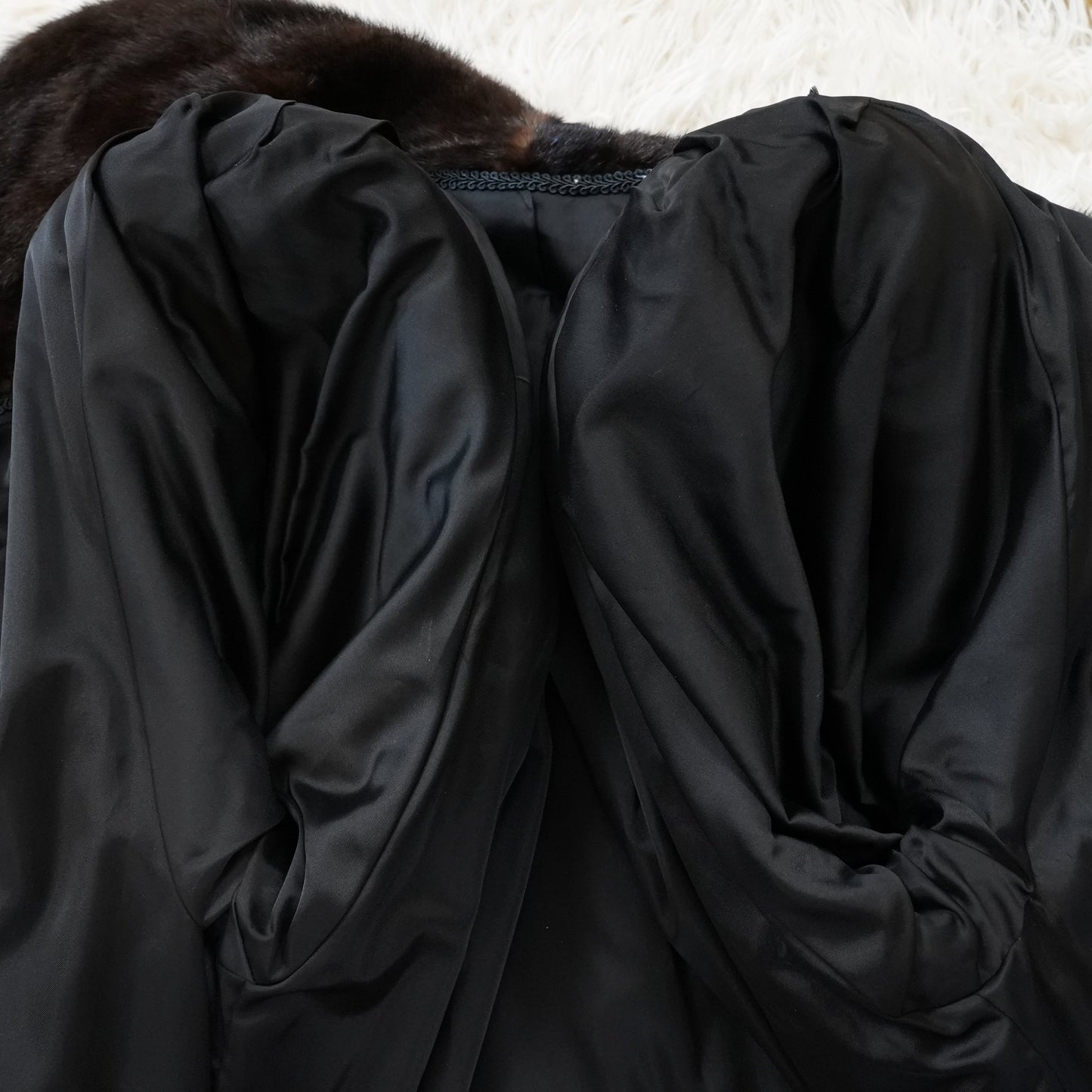 Dark Mink Long Coat - Genuine Vintage Fur From Japan