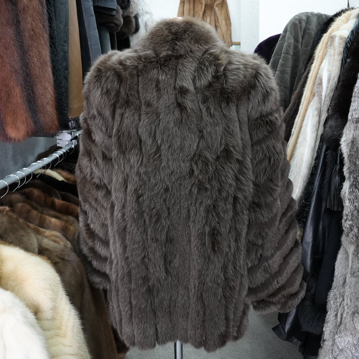 Brown Dyed Fox Fur Coat - Genuine Vintage Fur From Japan