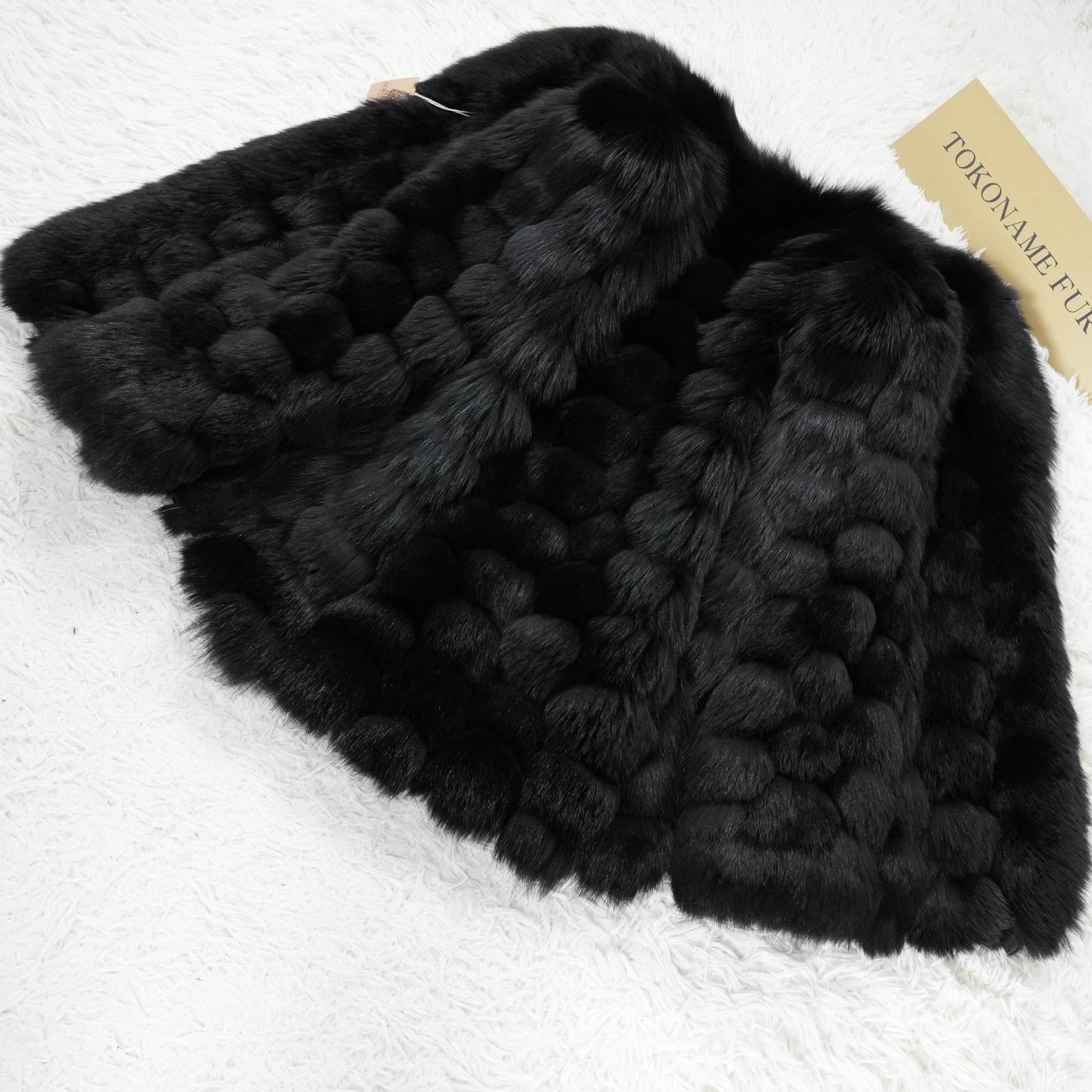 Black Dyed Fox Design Coat EMBA - Genuine Vintage Fur From Japan
