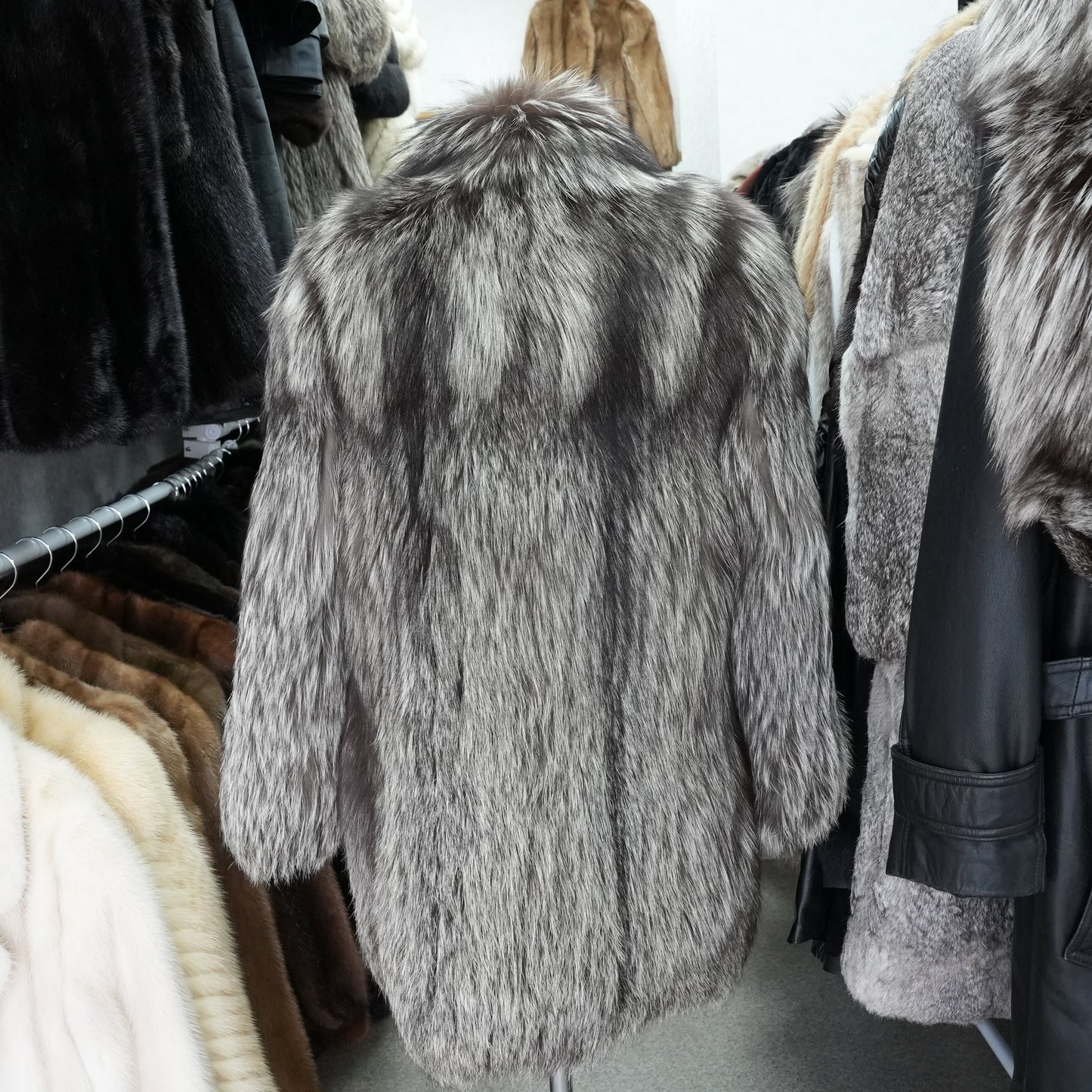 Silver Fox Fur Coat - Genuine Vintage Fur From Japan