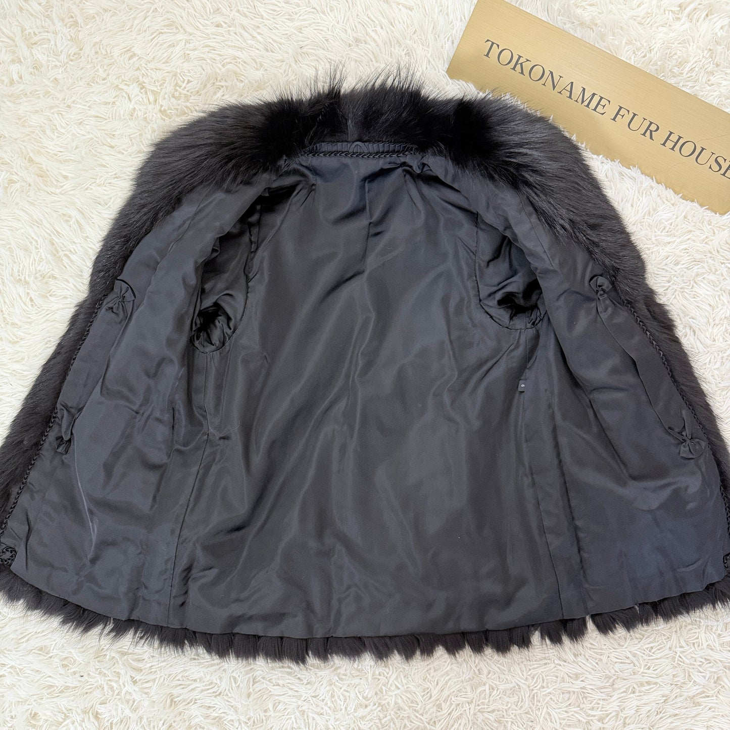 Blue Fox Black Dyed Coat Genuine Vintage Fur Japan