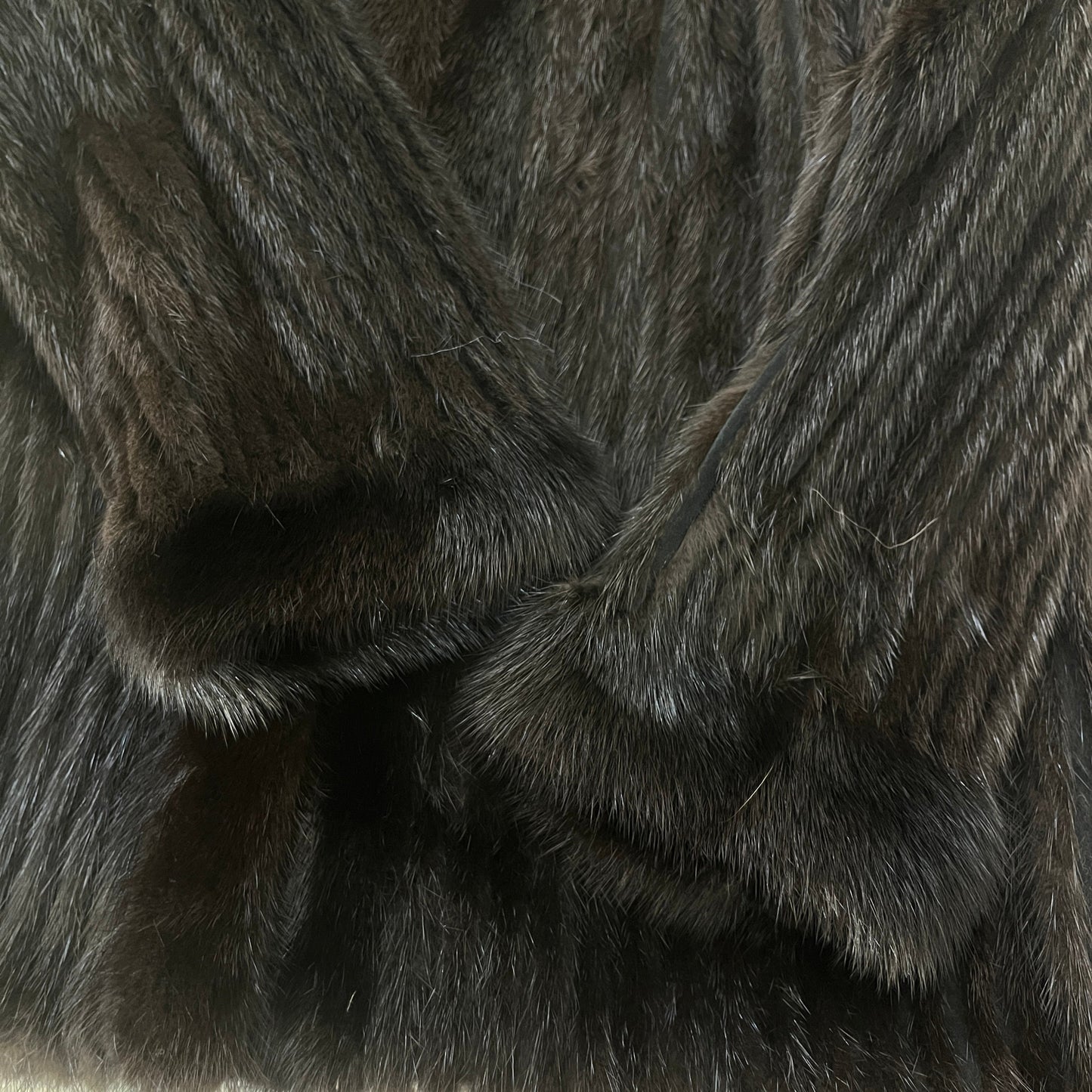 Dark Mink Jacket Stripe Cutting Genuine Vintage Fur Japan