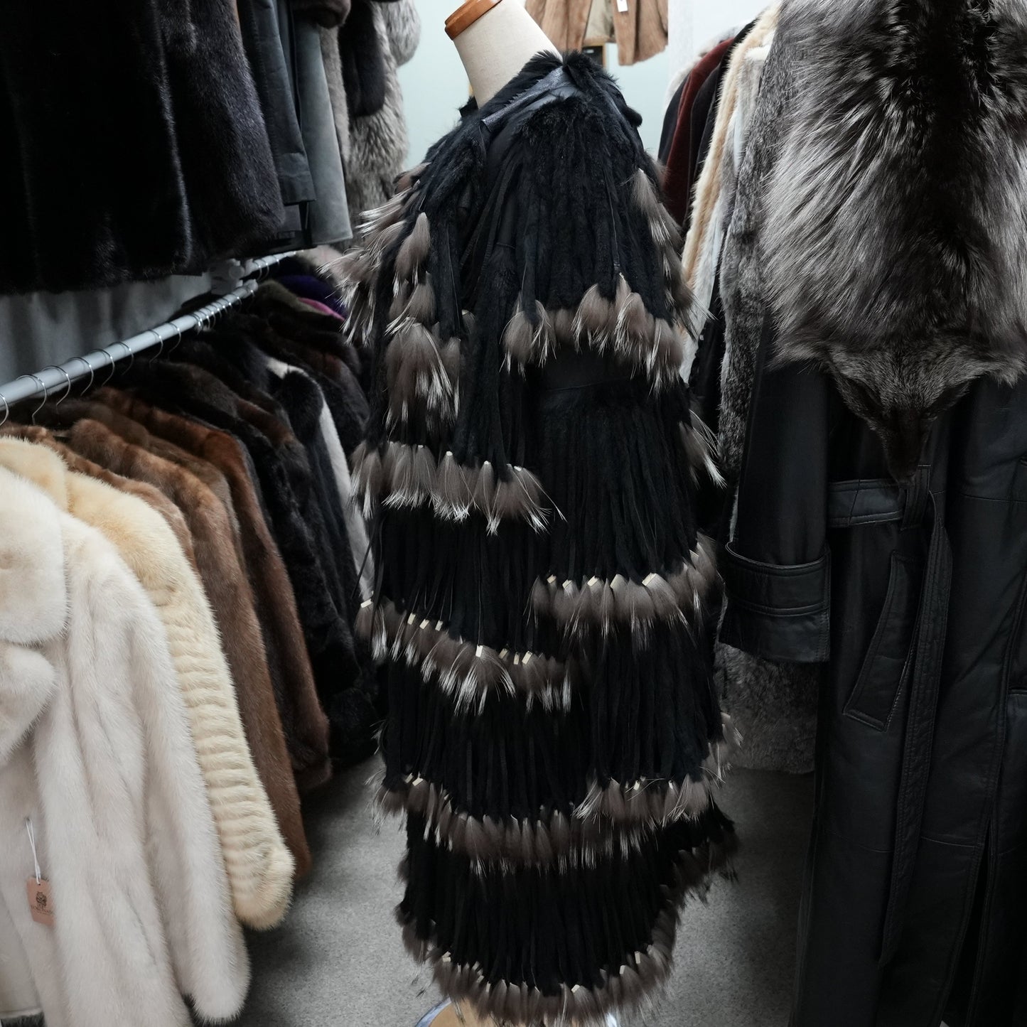 Silver Fox and Rabbit Design Coat New with Tag