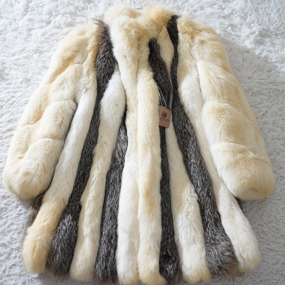 Shadow Fox and Silver Fox Stripe Design Coat Soft and Fluffy SAGA FOX