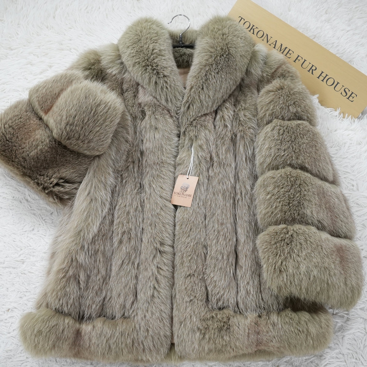 Muted Green Dyed Fox Coat - Genuine Vintage Fur From Japan