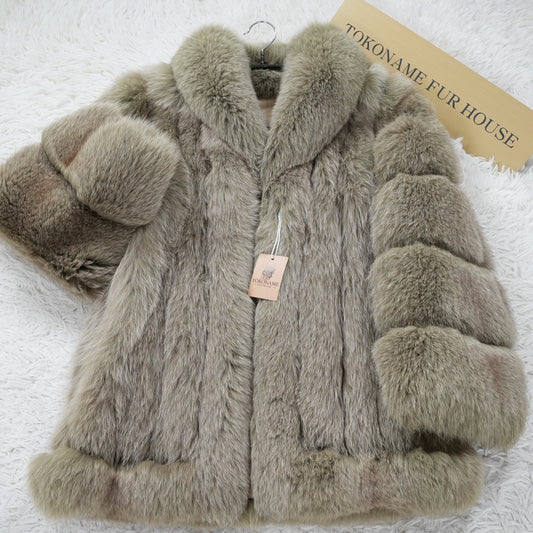 Muted Green Dyed Fox Coat - Genuine Vintage Fur From Japan