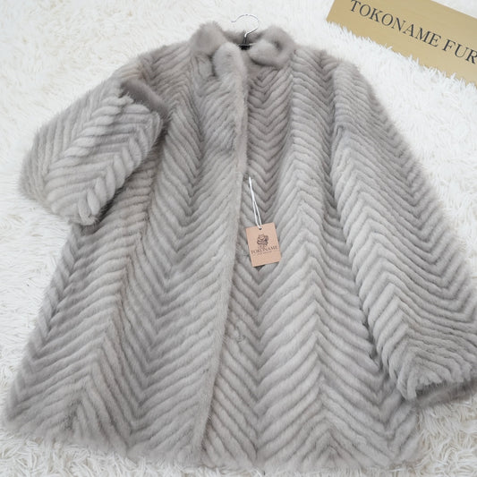 Sapphire Mink Jacket ZigZag Cutting Genuine Vintage Fur Japan