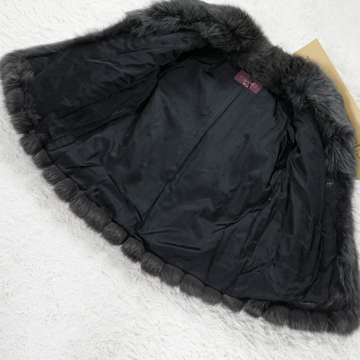 Gray Dyed Fox Fur Coat Moonbat - Genuine Vintage Fur From Japan