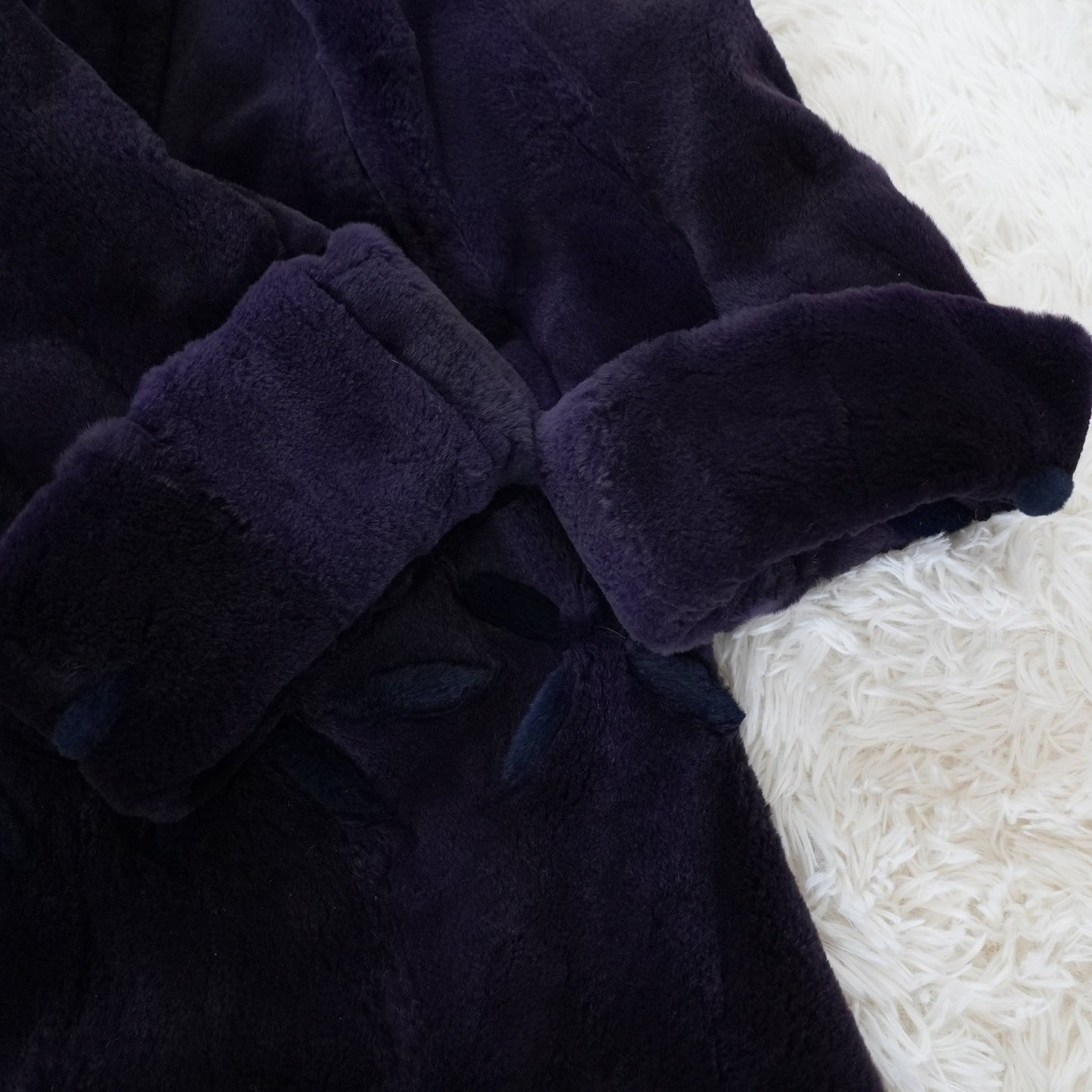 Shaved Mink Purple Dyed Roll Up Sleeve Genuine Vintage Fur Japan