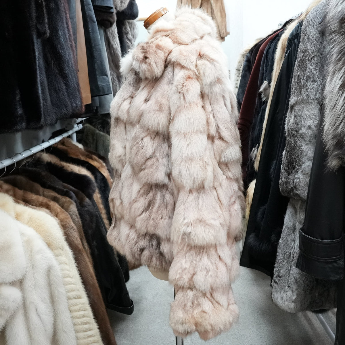 Pink Dyed Fox Fur Jacket - Genuine Vintage Fur From Japan