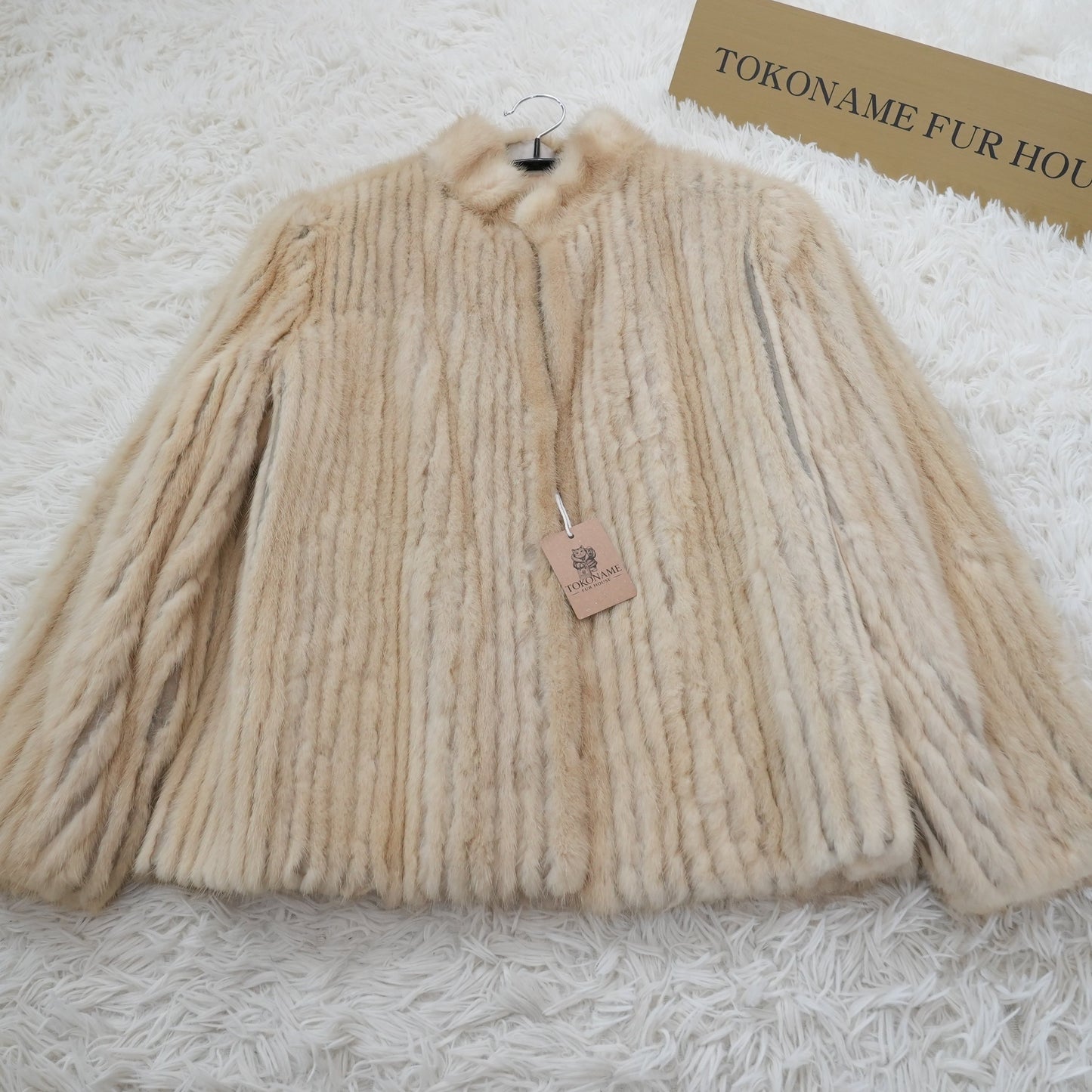 Pastel Mink Jacket Stripe Cutting Genuine Vintage Fur Japan