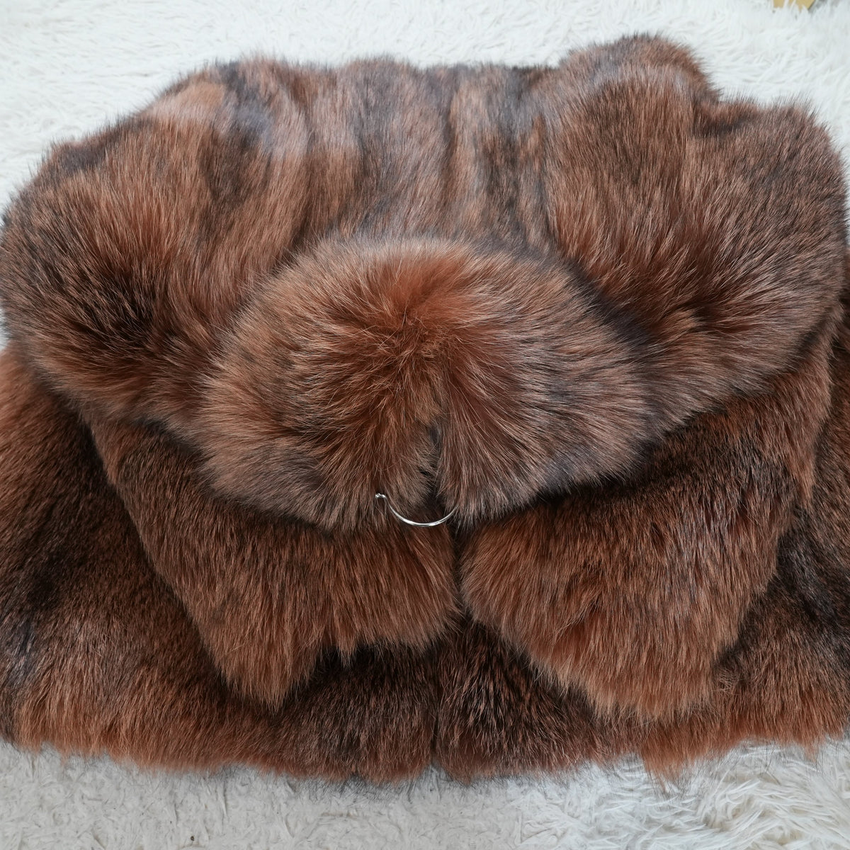 Reddish Brown Cross Dyed Fox Fur Long Coat Soft and Fluffy - Genuine Vintage Fur From Japan