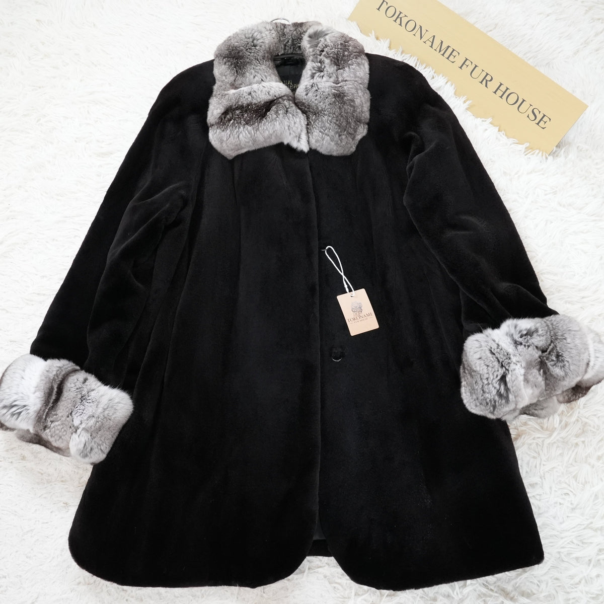Chinchilla Trim Shaved Mink Fur Coat Yuki Belle Femme - Genuine Vintage Fur From Japan