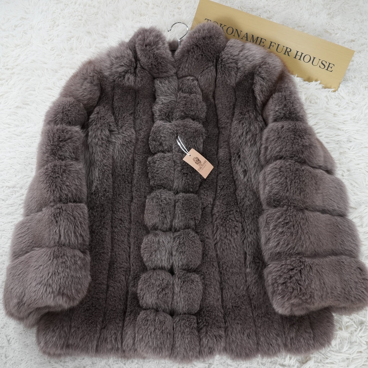 Muted Plum Gray Dyed SAGA FOX Coat Soft and Fluffy - Genuine Vintage Fur From Japan