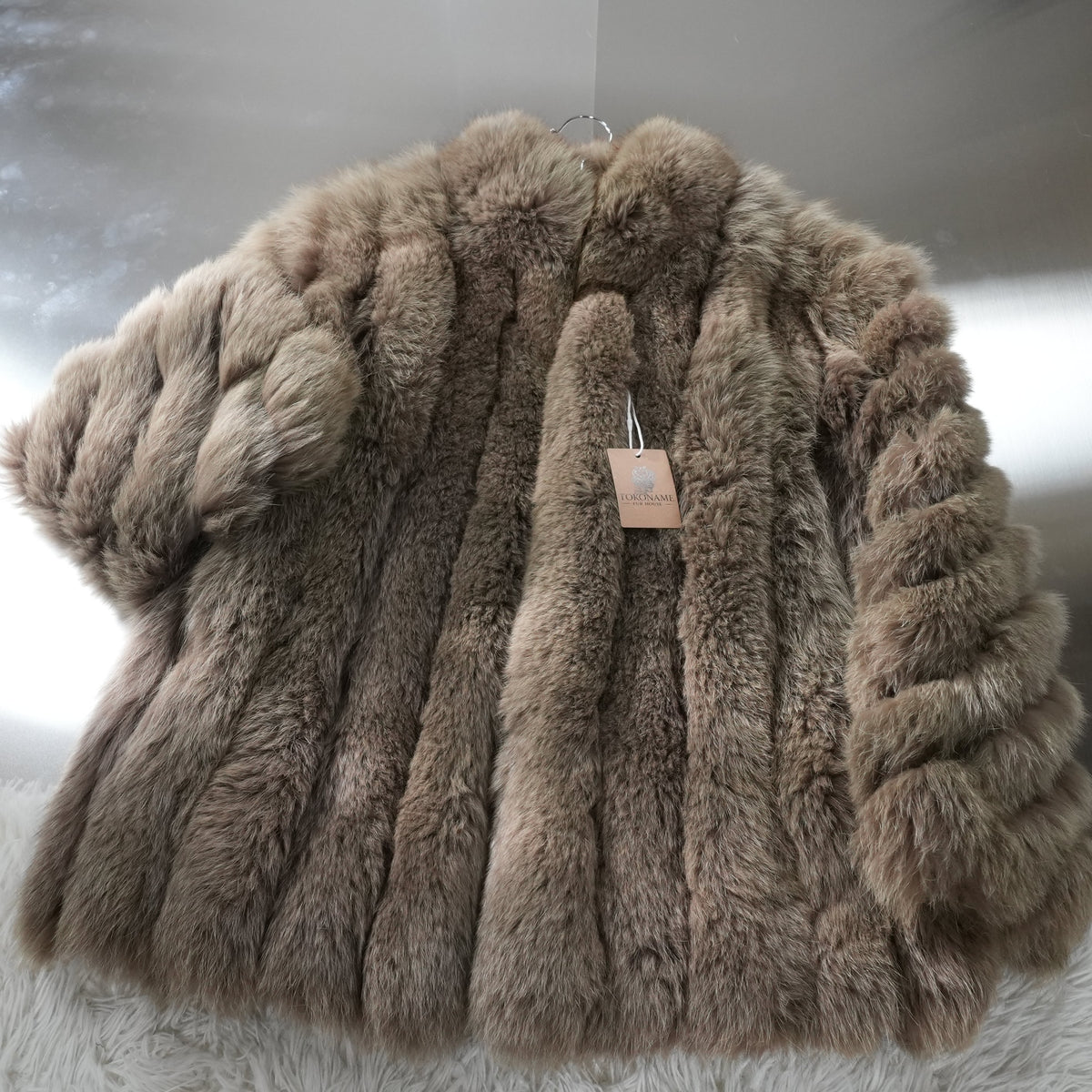 Khaki Brown Dyed Fox Fur Coat - Genuine Vintage Fur From Japan