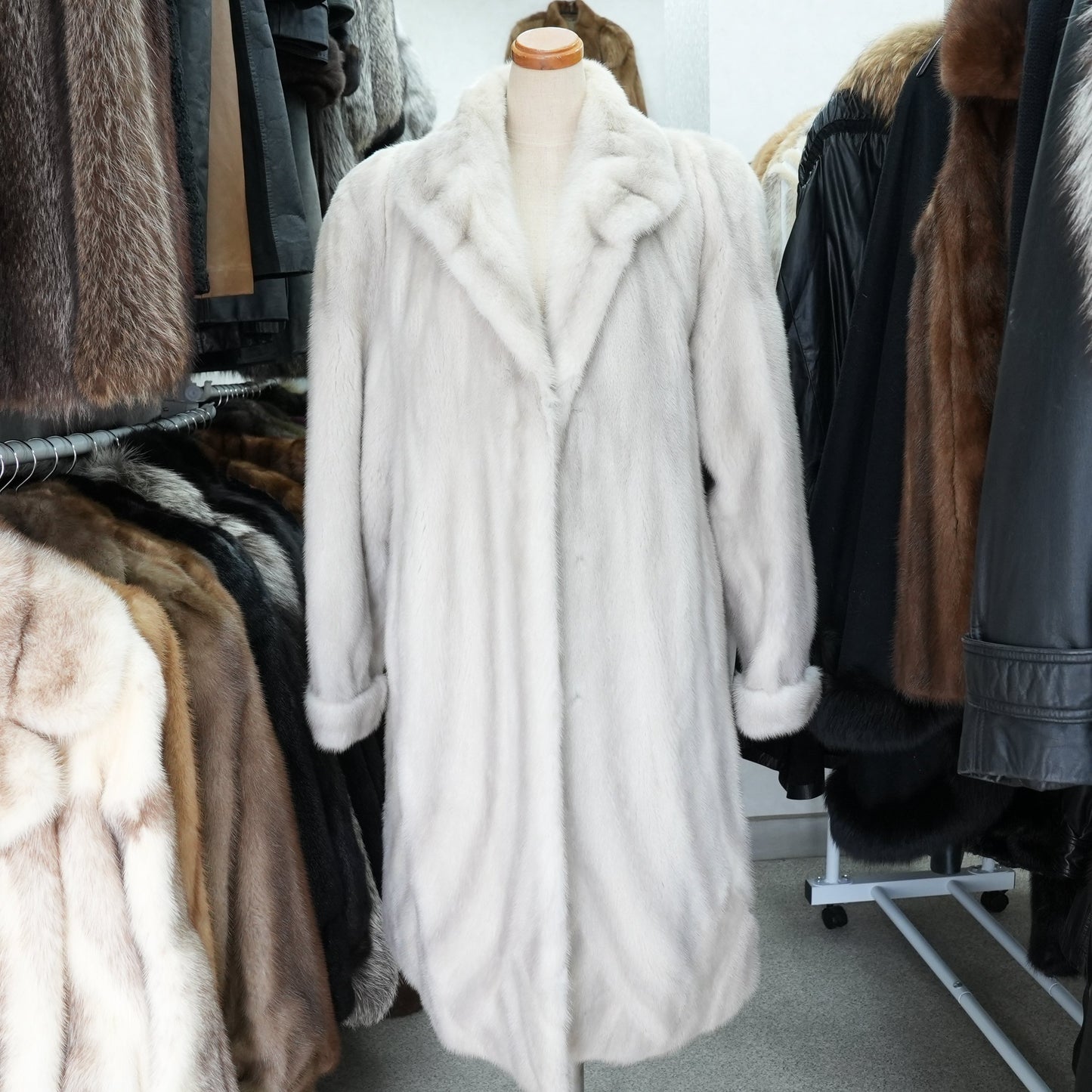 Lavender Mink Coat Patterned Design Roll-up Sleeve - Genuine Vintage Fur From Japan