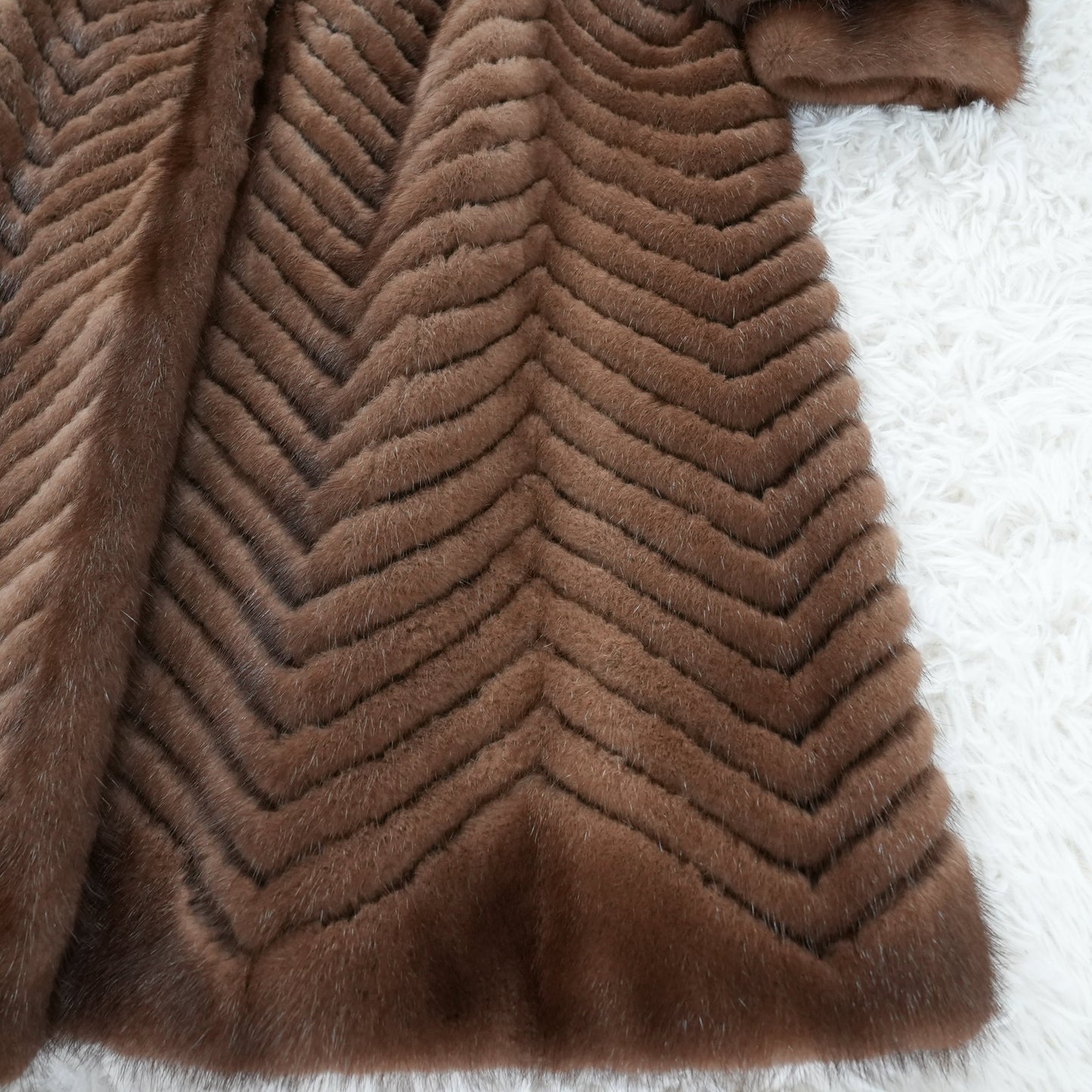Demi Buff Mink Long Coat ZigZag Cutting - Genuine Vintage Fur From Japan