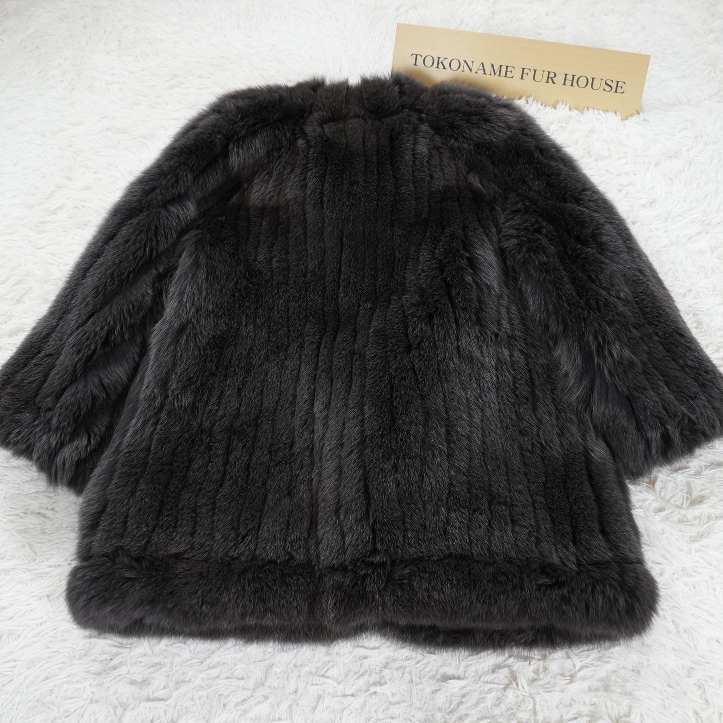 Gray Dyed Fox Fur Coat DU BAINS - Genuine Vintage Fur From Japan