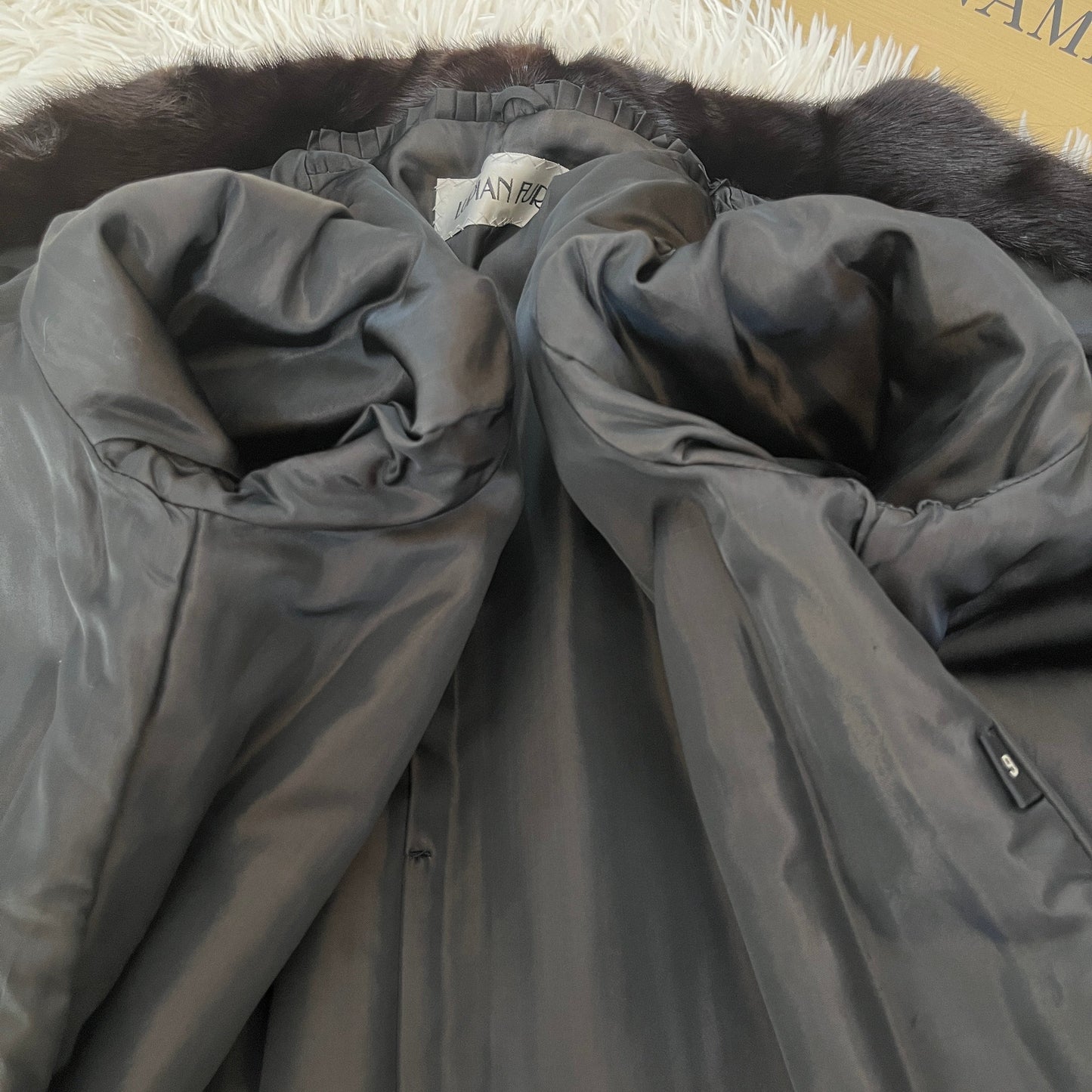 Dark Mink Jacket Stripe Cutting Genuine Vintage Fur Japan