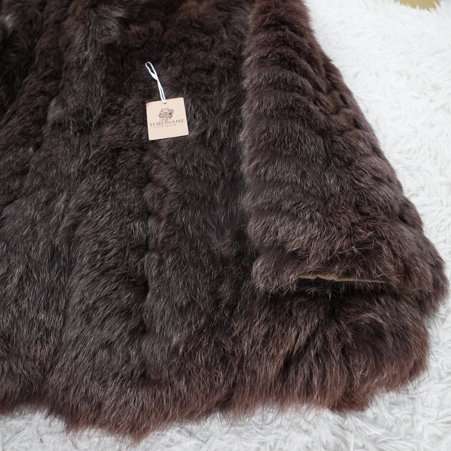 Dark Bronw Dyed Fox Fur Coat - Genuine Vintage Fur From Japan