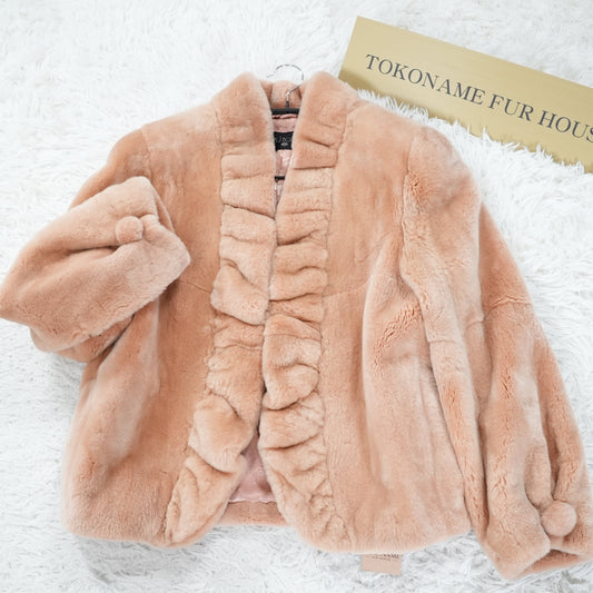 Pink Beige Dyed Nutria Fur crop Jacket - Genuine Vintage Fur From Japan
