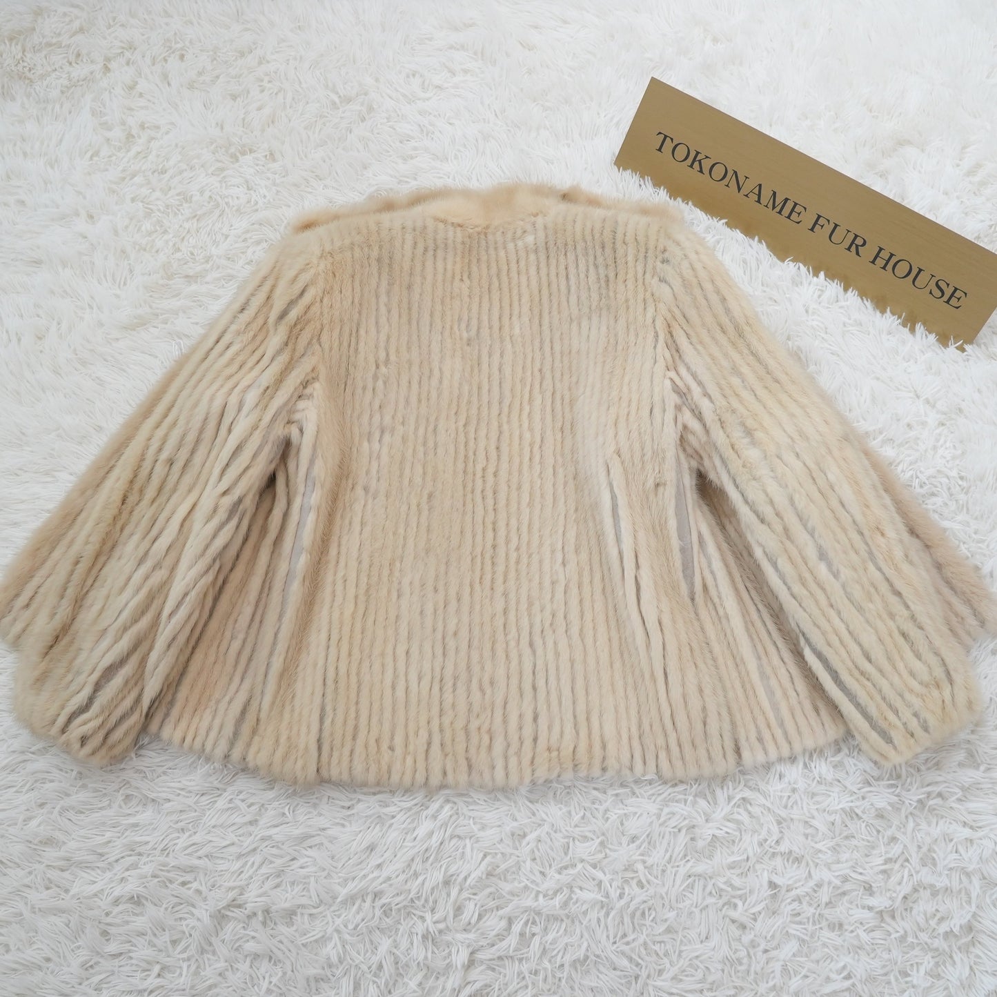 Pastel Mink Jacket Stripe Cutting Genuine Vintage Fur Japan