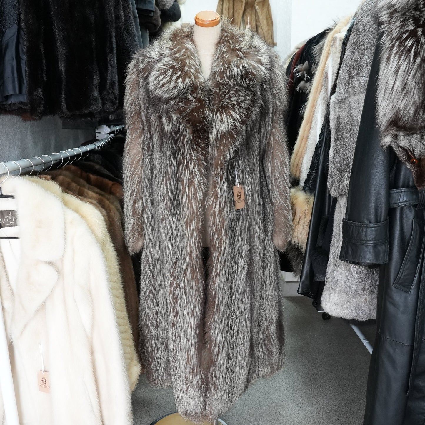 Silver Fox Long Coat - Genuine Vintage Fur From Japan