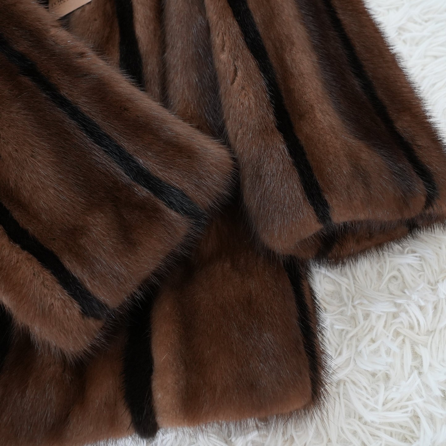 Mink Fur Stripe Design jacket Genuine Vintage Fur Japan