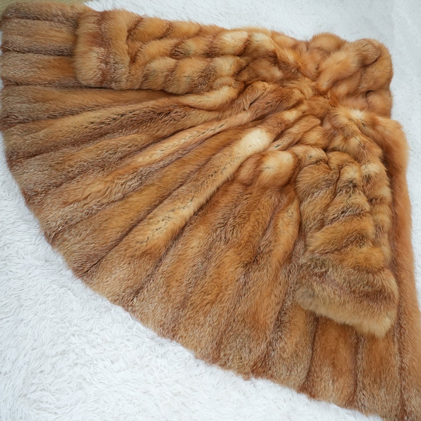 Red Fox Hoodie Long Coat - Genuine Vintage Fur From Japan