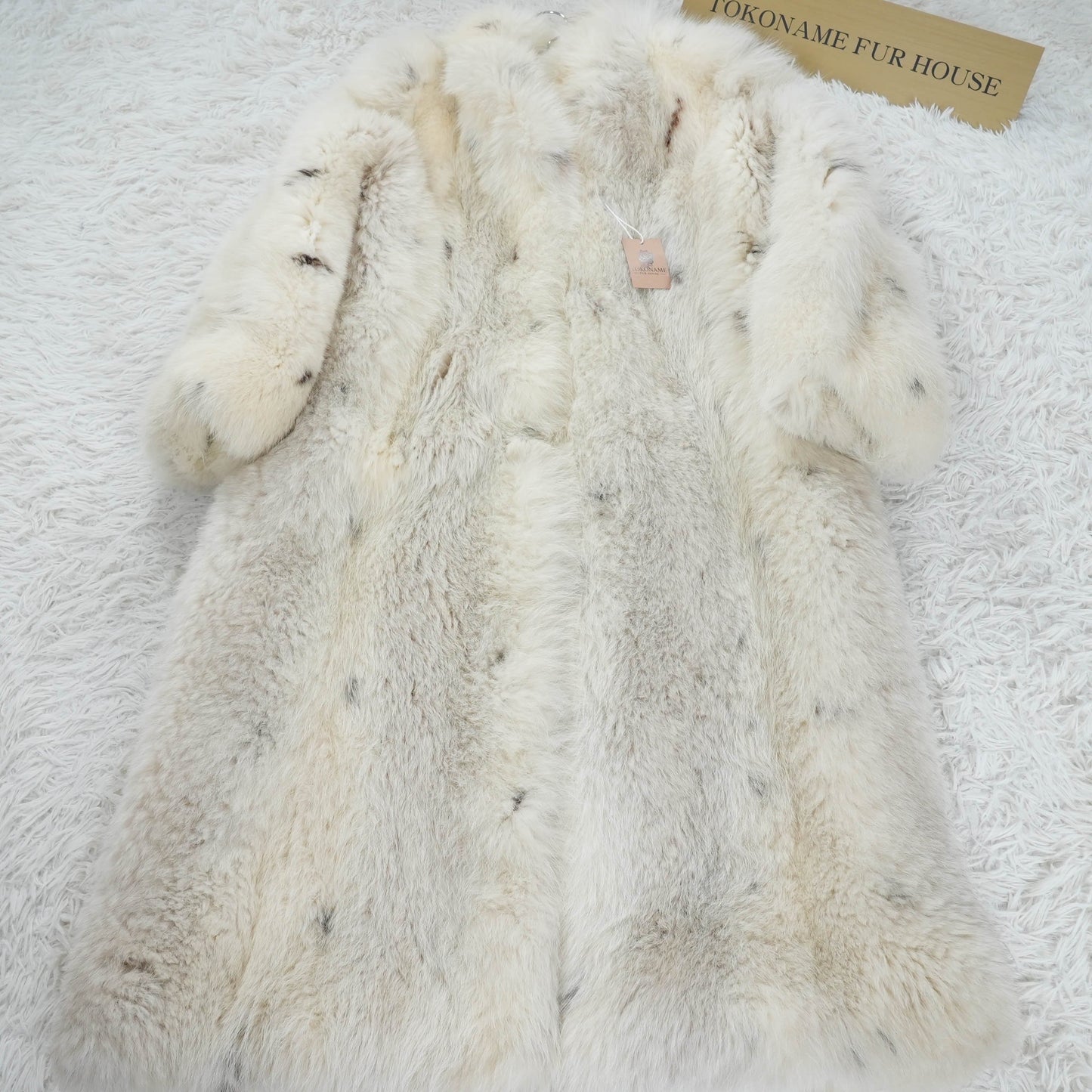 Lynx Dyed Shadow Fox Very Long Coat Soft & Fluffy - Genuine Vintage Fur From Japan