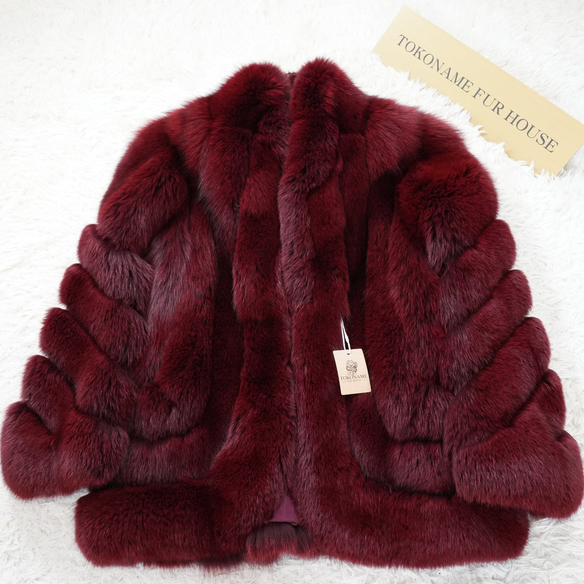 Wine Red Dyed Fox Fur Coat SAGA FOX Soft and Fluffy - Genuine Vintage Fur From Japan