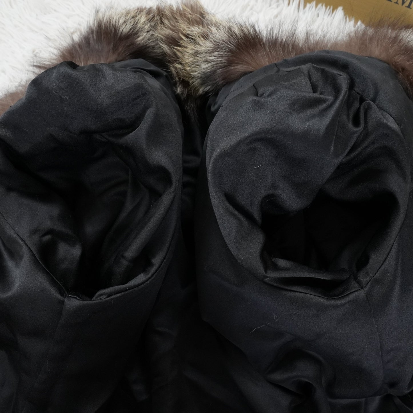 Silver Fox Fur Long Coat - Genuine Vintage Fur From Japan