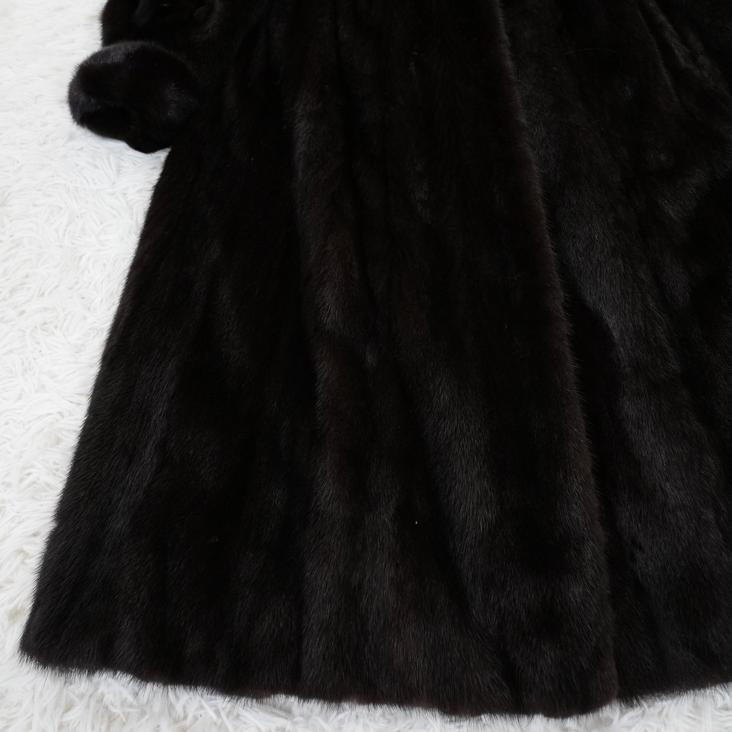 Dark Mink Long Coat Roll Up Sleeve - SAGA MINK Genuine Vintage Fur Japan