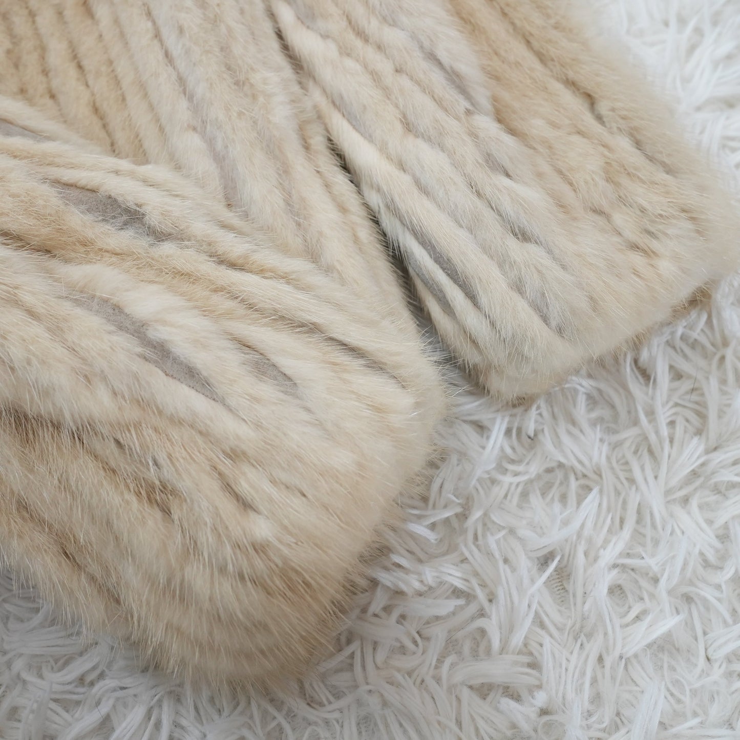 Pastel Mink Jacket Stripe Cutting Genuine Vintage Fur Japan