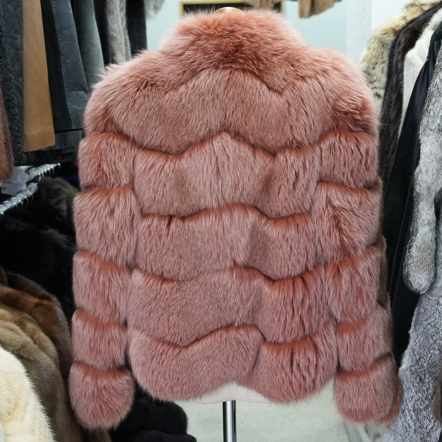 Dull Red Dyed SAGA FOX Fur Coat - Genuine Vintage Fur From Japan