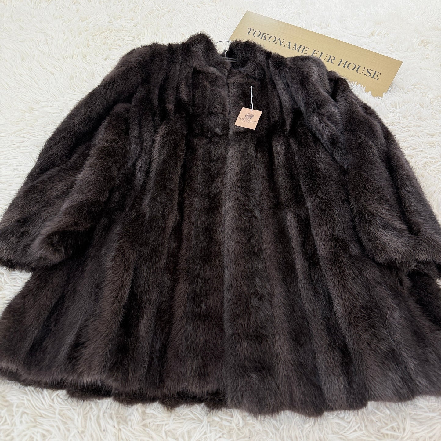Black Cross Dyed Mink Coat EMBA Genuine Vintage Fur Japan