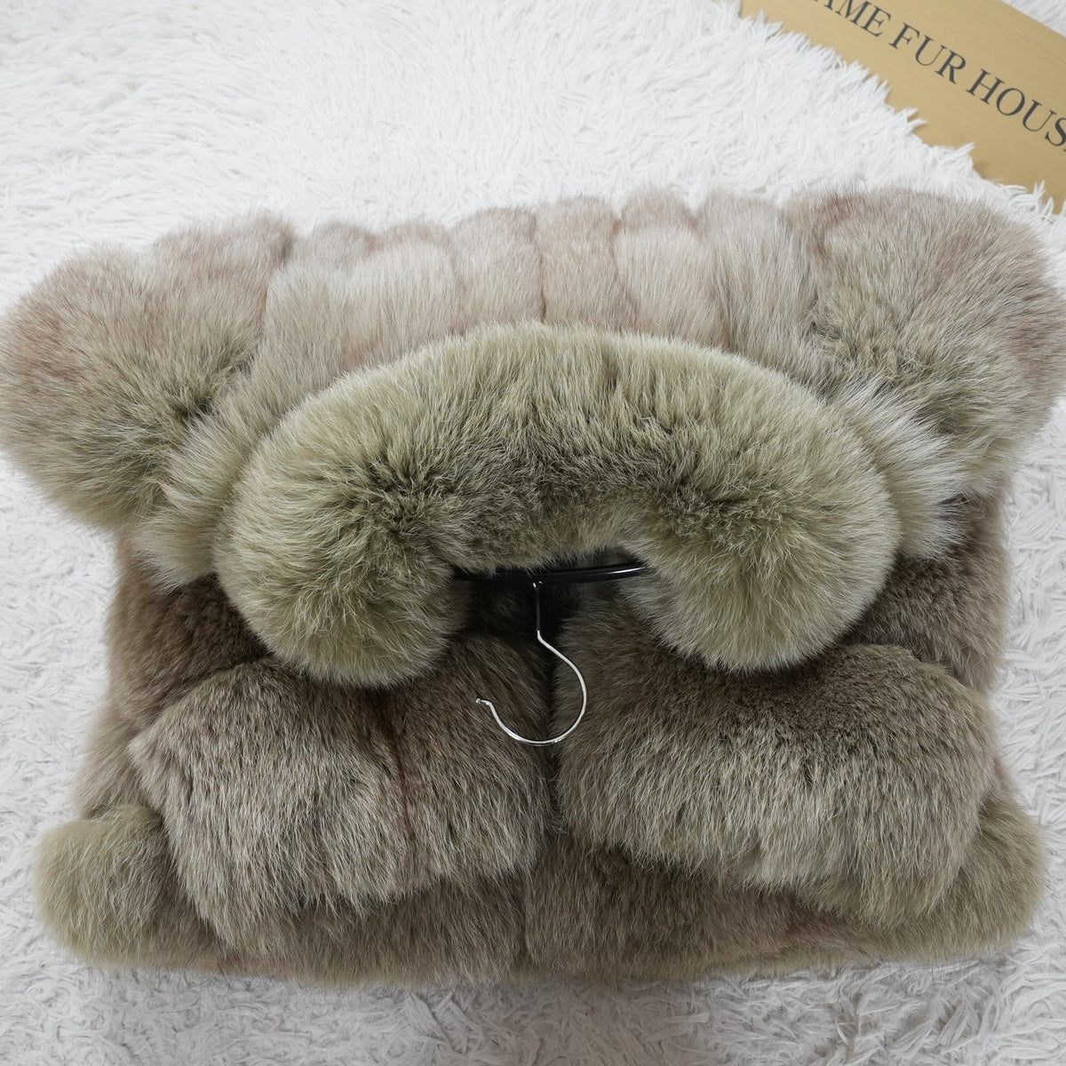 Muted Green Dyed Fox Coat - Genuine Vintage Fur From Japan