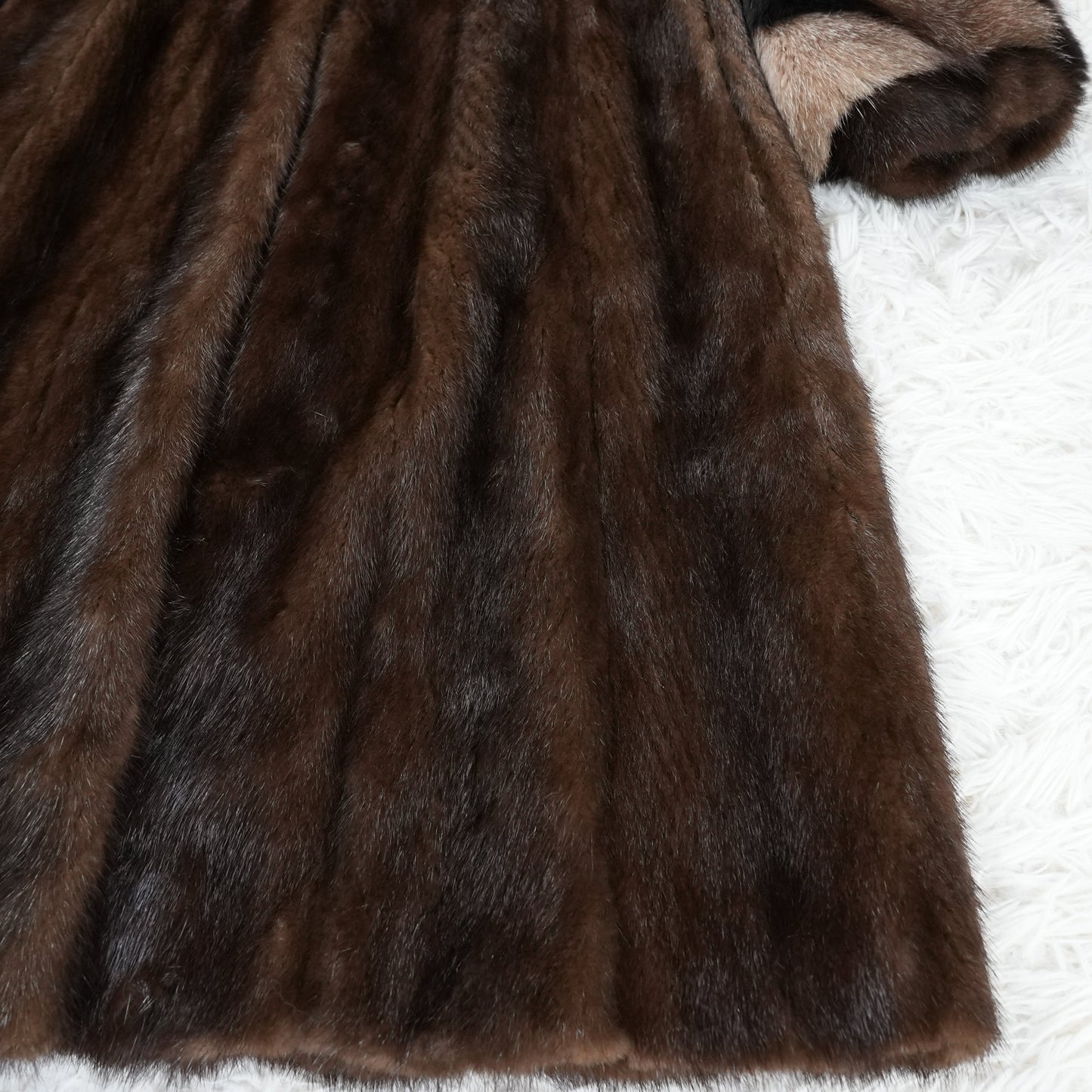 Demi Buff SAGA Mink and Silver Fox Fur arm Long Coat - Genuine Vintage Fur From Japan