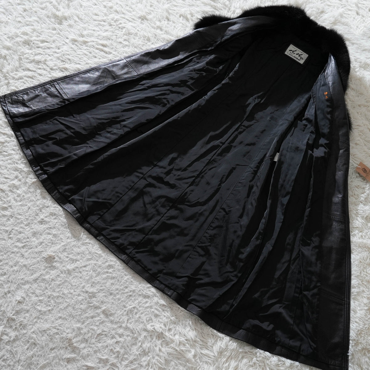 Y2K Fox Fur Trim Leather Long Coat - Genuine Vintage Leather From Japan