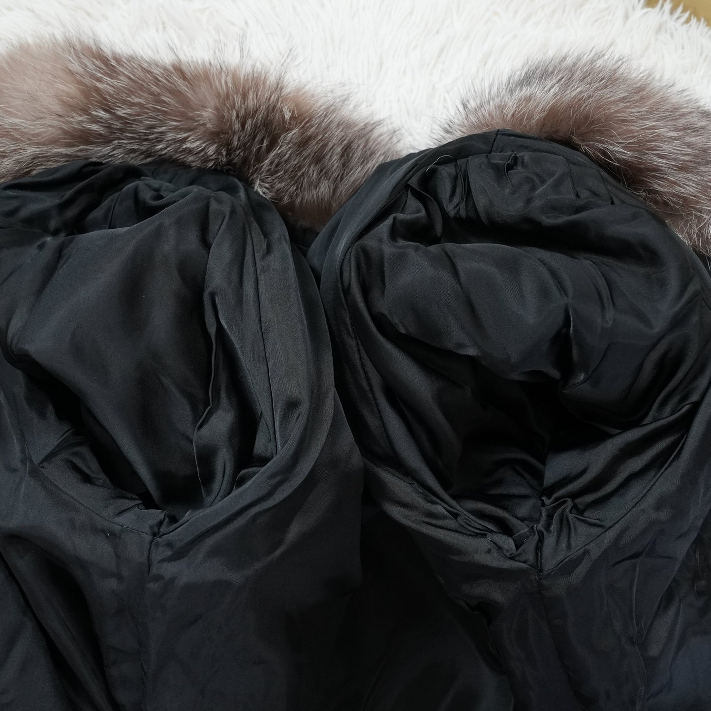 Dark Mink and Silver Fox Design Long Coat SAGA - Genuine Vintage Fur From Japan