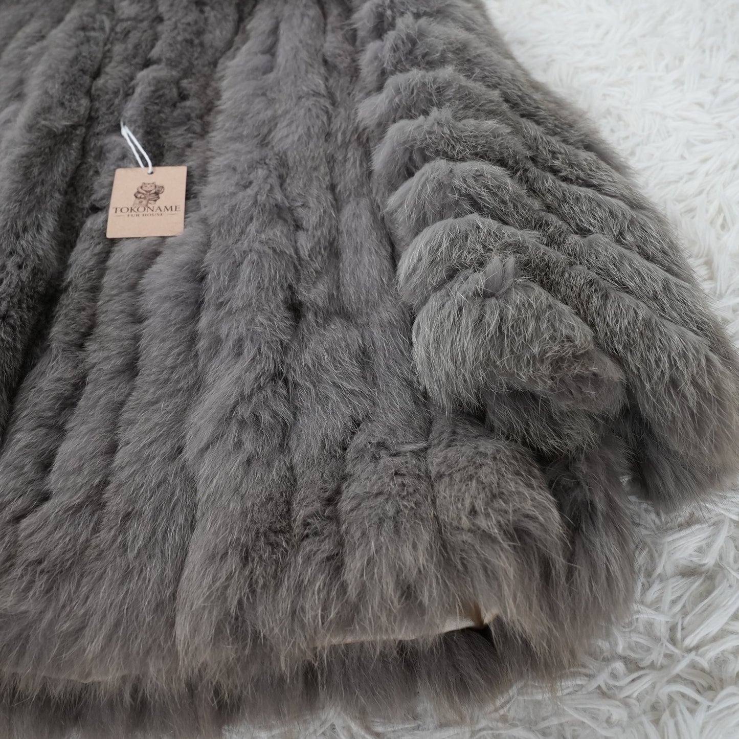 Gray Dyed Fox Fur Coat - Genuine Vintage Fur From Japan