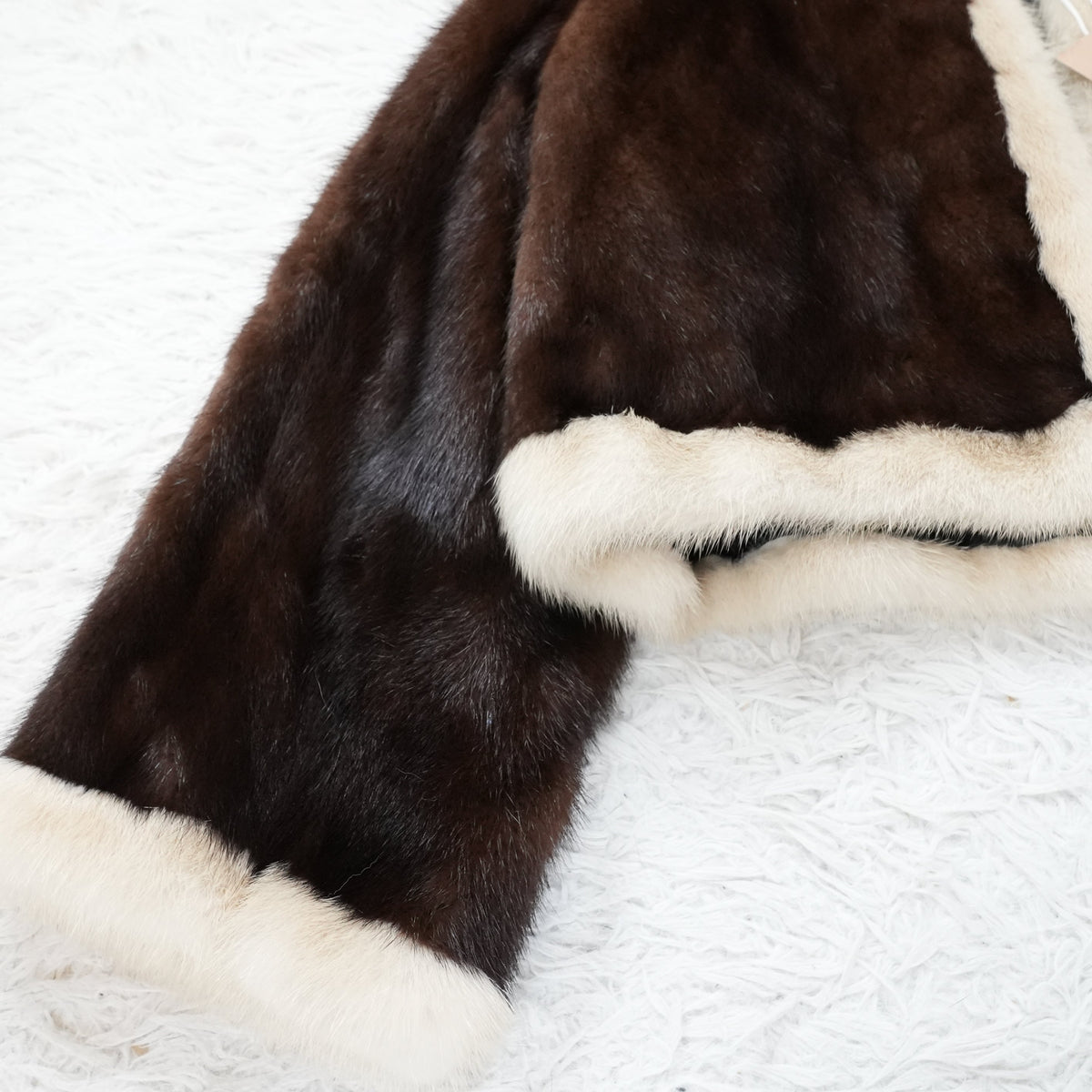 Two tone Crop Mink Fur Jacket - Genuine Vintage Fur From Japan