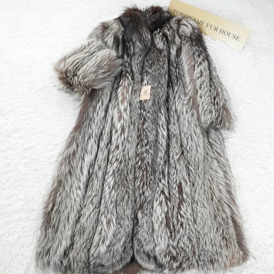 Silver Fox Long Coat SAGA FOX - Genuine Vintage Fur From Japan