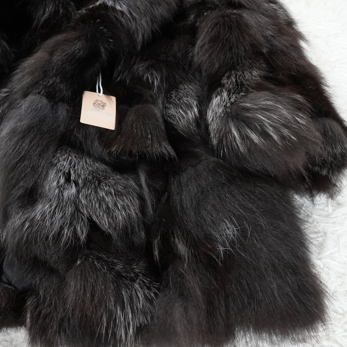 Dark Brown Dyed Silver Fox Fur Coat Italiya - Genuine Vintage Fur From Japan