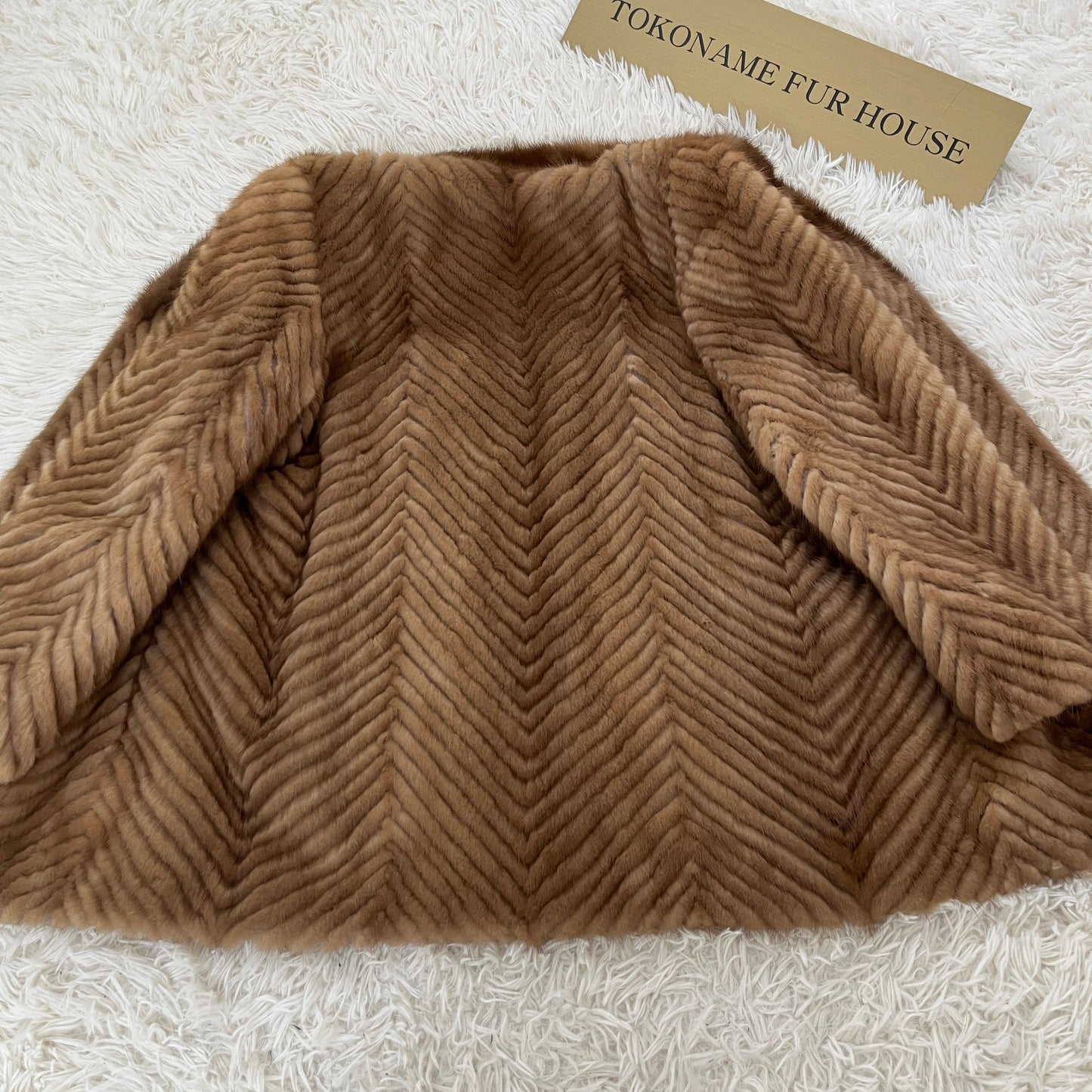 Demi Buff Mink Jacket Zig Zag Cutting Genuine Vintage Fur Japan