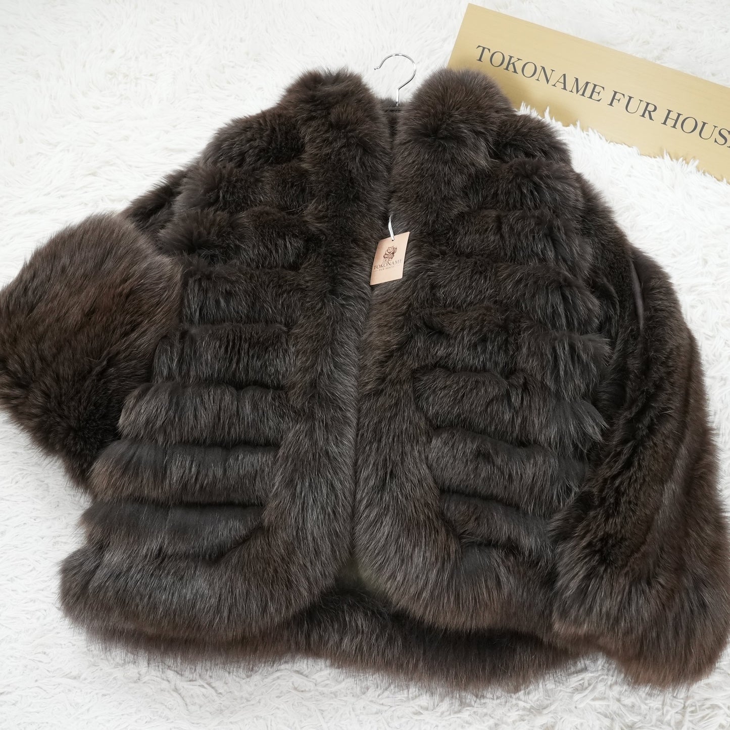 Dolman Sleeve Khaki Brown Dyed Fox Fur Coat Soft & Fluffy - Genuine Vintage Fur From Japan