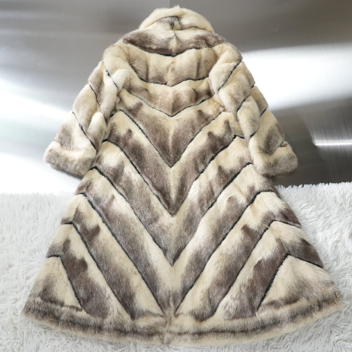 Cross Mink Fur Design Coat - Genuine Vintage Fur From Japan