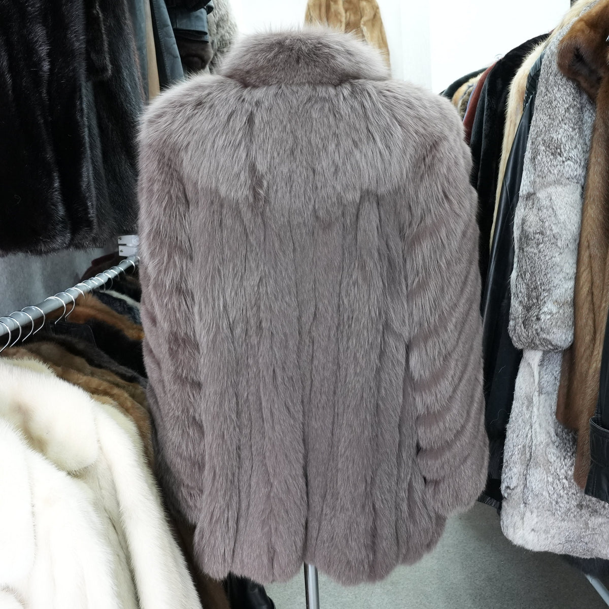 Smoky Brown Dyed Fox Fur Coat Malvoisie - Genuine Vintage Fur From Japan