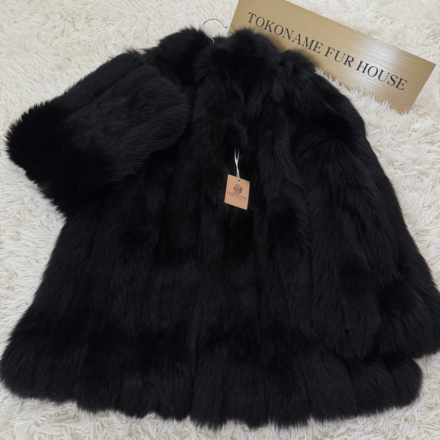 Black dye Fox Coat Genuine Vintage Fur Japan
