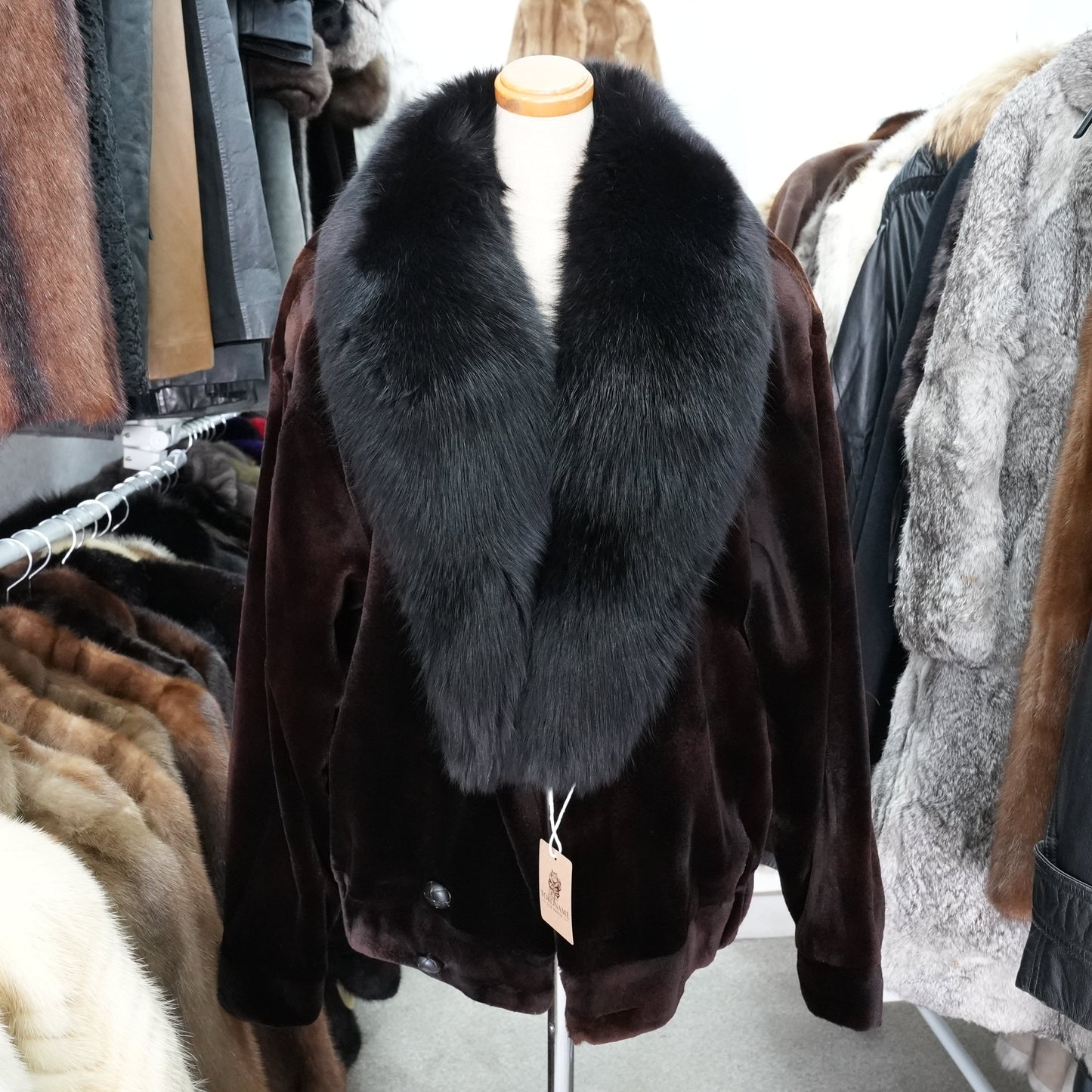 Men Shaved Mink and Fox Fur Trim Jacket - Genuine Vintage Fur From Japan